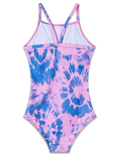 Rainbowsnow Girls Swimsuit Size 10-12 Years Old Pink Blue Tie Dye Pattern One Piece Bathing Suit Fashion Swimwear For Swim Lesson #TOP1