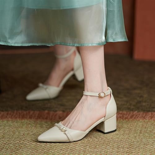 Women's Chunky Block Heels Sandals Closed Pointed Toe Ankle Strap Heeled Sandals Party Prom Dress Shoes2