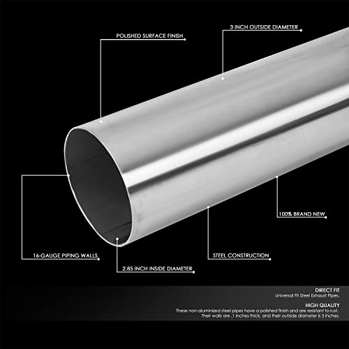 Image of ‎DNA MOTORING ZTL-30SS 16 Pcs 3.0 Inches Stainless Steel DIY Custom Exhaust Tubing Mandrel Bend Pipe Straight & U-Bend Kit, Universal Fit