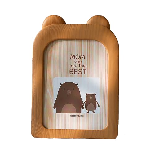 ED-Lumos Cadre photo pour chambre d'enfant, salon, cadeau d'anniversaire, motif ours marron de dessin animé, 17 x 12,2 cm