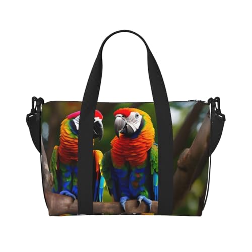 Bolsa de mano con estampado de loros, bolso ligero para viajes de negocios