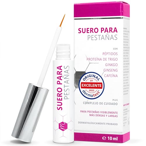Serum pestañas crecimiento sin hormonas 10ml - con ácido hialurónico, colágeno, aloe vera y proteína de trigo - Suero para el crecimiento y cuidado de las pestañas con ingredientes naturales.