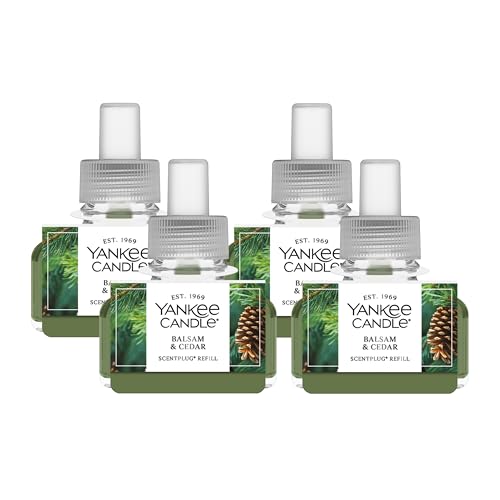 Image of Yankee Candle ScentPlug Refill for Plug in Air Fresheners, Scented Oil Refills, Long Lasting Home Fragrance, Balsam & Cedar (Pack of 4)