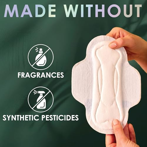 Image of Ultra Thin Pads for Women, Organic Cotton Top Layer, Super Absorbency, Menstrual Pads with Wings, Made Without Synthetic Pesticides and Fragrances, 24 Count