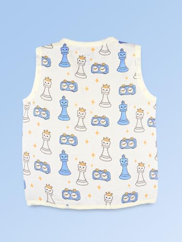 Image of Kidbea Bamboo Muslin Jhabla for Newborn Baby, V-Neck Sleeveless Button Jhabla Shirt, Soft Breathable Infant Kids Clothing for Summer Wear