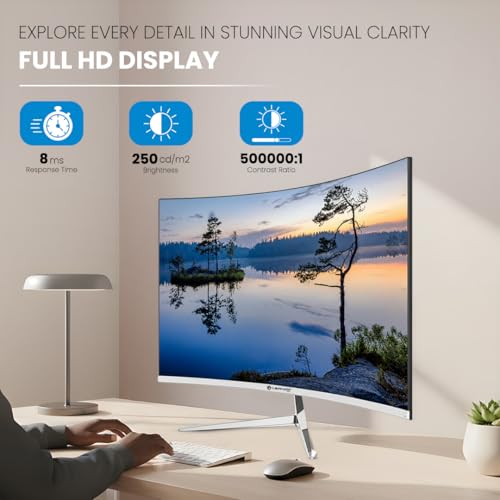 Image of LAPCARE Lapeye 32 Inch Curved Monitor | Full HD 1920x1080 | 75Hz Refresh Rate | HDMI & VGA Ports | Flicker-Free Display | 178 Wide Viewing Angle | Wall Mount Compatible