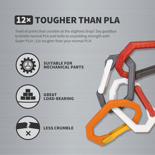 Image of OVERTURE Super PLA+ Filament 1.75mm, Toughness Enhanced PLA Plus | Professional Toughness 3D Printer Filament 1kg (2.2lbs), High Precision + /- 0.02mm, Fit Most FDM Printer (Orange)