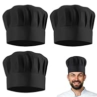 【3-Piece Set of Classic Black Mushroom Chef Hats】 This set includes three classic black mushroom-style chefs hat, featuring a traditional tall cylindrical design (Approx. Height: 20cm / 7.87in) that provides a professional look for kitchens, bakeries...