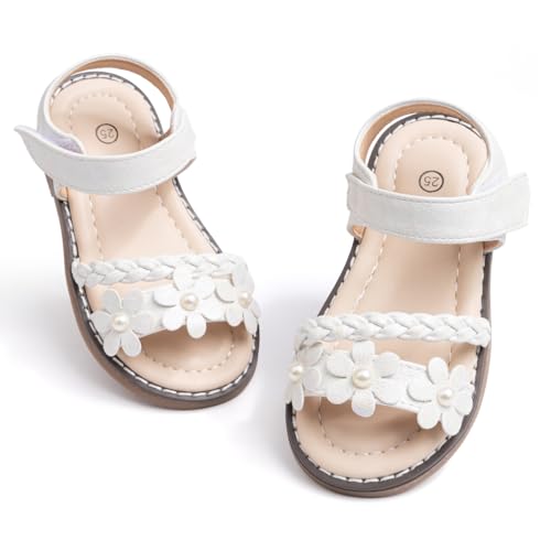 Toddler Girls Flat Sandals Princess Summer Beach Flower Girl Dress Shoes for Little Kid