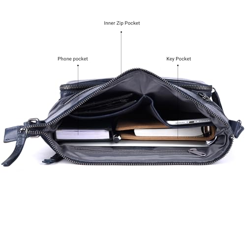 Image of LEDERBUCK Olga Women's Extra-Large Genuine Leather Crossbody Purse - Soft Triple-Zip Shoulder Bag