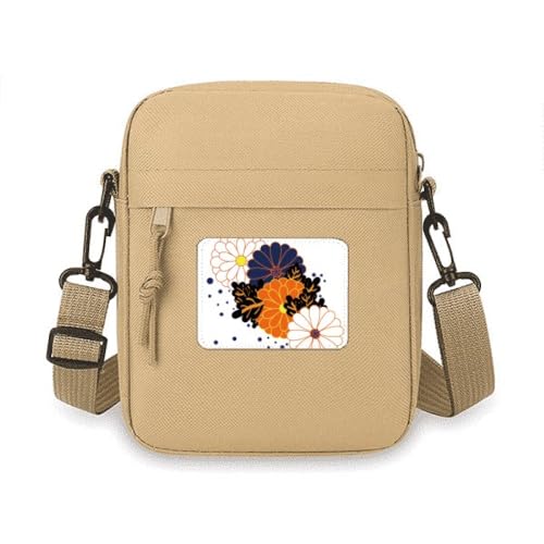 Sac à bandoulière fleur avec motif chrysanthème coloré et compact