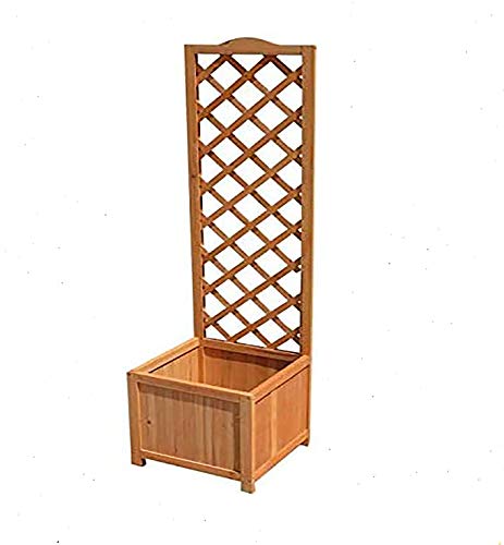 HMWD Freestanding Wooden Planter Box With Trellis, Rectangular Flowerpot With Lattice, Climbing Plants Trough, Flower Raised Bed Outdoor Garden Accessories - H120 x W45 x D30 cm Approx.