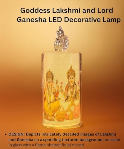 Image of Ganesha LaxmiJi Set of 2 LED Tea Light Candles | Decorative Acrylic Candle | Home Decor, Navratri Decor Items, Diwali Decoration Item, Room, Table, Pooja Room Decor (Yellow) | Popo Toys