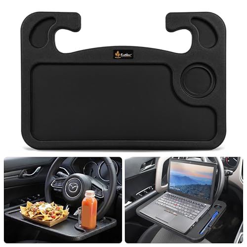Image of EcoNour Steering Wheel Desk for Mazda CX5 2017-2024 2025 2026 2-in-1 Car Tray Table Laptop Car Mount with Pen Holder Food Tray for Eating with Drinks Holder Multipurpose Travel Car Accessories
