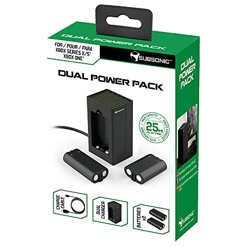 Subsonic - Kit Di Ricarica Dual Power Pack - 2 Batterie, Caricatore e Cavo per Controller Serie Xbox X/S -