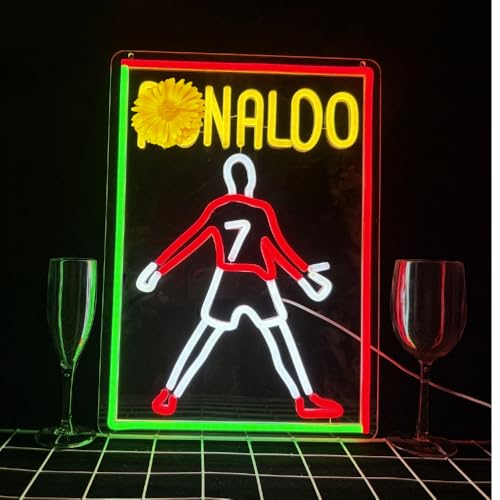 Image of Number 7 Neon Sign Soccer for Wall Decor, Neon Light Sign with USB Switch Operated Man Cave Neon LED Sign for Sport Bar Pub Party Gift