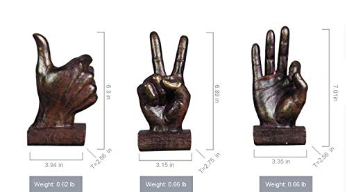 Lependor Hand Sculpture Decor Finger Statue Resin Desk Decorations for Home & Office - Brown Ok Fingers - Thumbnail 5