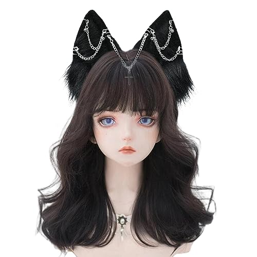 Image of VIGVAN Handmade Wolf Fox Ears Animal Cosplay Cute Head Accessories for Halloween