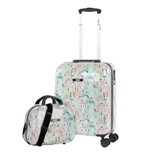 SKPAT - Maleta Cabina Avión Pequeña con 4 Ruedas 55x40x20 + Neceser Niña Mujer Rígida Resistente y Ligera. Trolley Equipaje de Mano Cabin Ok Candado Seguridad TSA 133350B, Color Azul