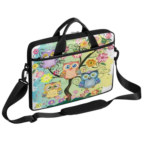 Bolsa para portátil 15 pulgadas con diseño de búhos y flores