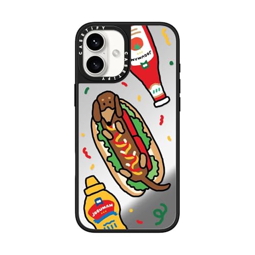 CASETiFY �~���[ MagSafe�Ή� iPhone 16 Plus �P�[�X [���ː� / 1.5m����̗����������N���A (MIL�K�i1�{����) / ���C�����X�[�d�����Magsafe�Ή�] - Woody the Hotdog - �V���o�[ (�u