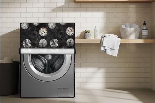 Image of Stylista Waterproof Front Load Washing Machine Cover Compatible for Haier 8 kg, Analog Pattern Black