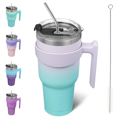 Image of BJPKPK 40 oz Tumbler with Handle & Straw, Insulated Stainless Steel Mug