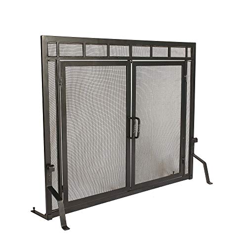 1. Go Fireplace Screen Ornate Wrought Iron Black Metal Fire Place Standing Gate, 31"(H) X 39"(W) #TOP2