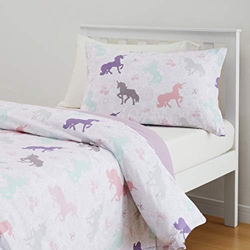 Amazon Basics Kids Duvet Set - Soft, Easy-Wash Microfiber-135cmx200cm/ 80cmx80cm, Dino Party