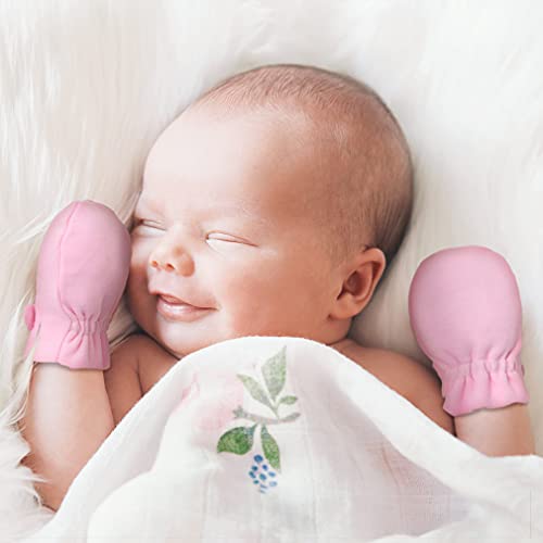 Image of Newborn Baby No Scratch Mittens Stay On, 100% Cotton Breathable, Adjustable Infant Gloves for Baby Boys Girls Mittens