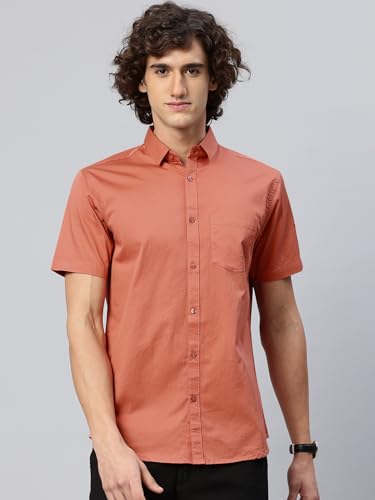 Image of Majestic Man Slim Fit Pure Cotton Half Sleeve Solid Casual Shirt