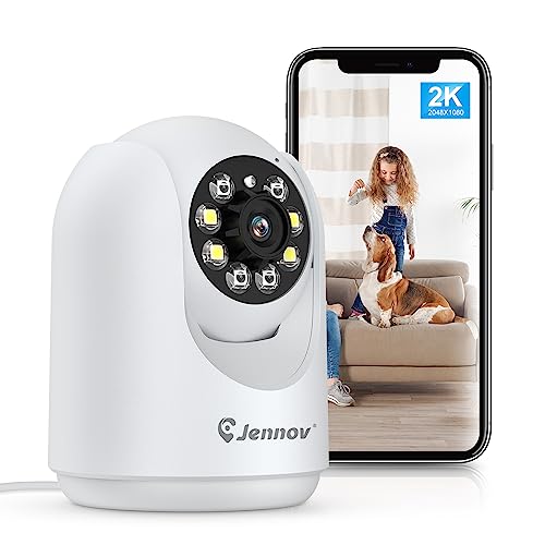 Jennov 2K Indoor Cameras for Home Security - 2.4 GHz Pet Dog Camera with Phone App, WiFi Baby Camera Monitor Motion Detection, Auto Tracking, Color Night Vision, Compatible with Alexa & Google Jennov 2K Indoor Cameras for Home Security - 2.4 GHz Pet Dog Camera with Phone App, WiFi Baby Camera Monitor Motion Detection, Auto Tracking, Color Night Vision, Compatible with Alexa & Google