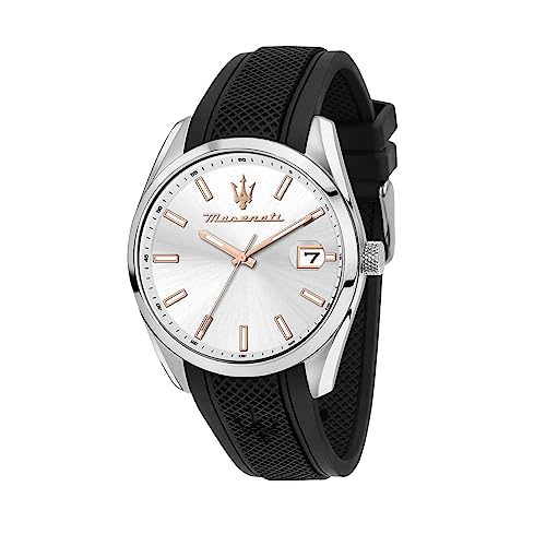 Maserati Silicone Classic Date Analog Dial Color Silver Men Watch - R8851151006, Black Band (B0C3H3MRYD) Amazon Price History, Amazon Price Tracker