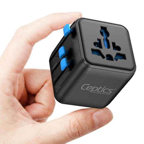 Image of Ceptics 2 in 1 Universal Charger Adapter, Universal Travel Adapter All in One with 2500W High Power Output, International Plug Adapter for Phones, Tablets, Compatible in 150+ Countries