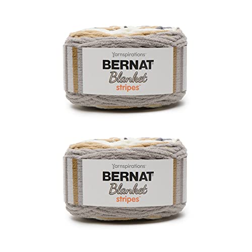 Image of Bernat Blanket Stripes Foggy Shores Yarn - 2 Pack of 300g /10.5oz - Polyester - 6 Super Bulky - 220 Yards - Knitting, Crocheting & Crafts, Chunky Chenille Yarn