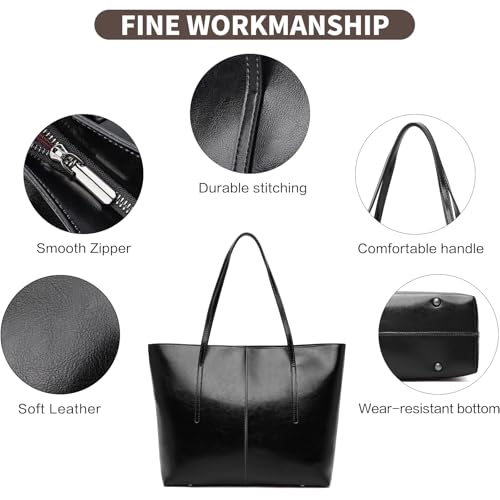 Image of LAORENTOU Women Crossbody Handbags Genuine Leather Satchel Handbags for Women Top-handle Shoulder Tote Purses