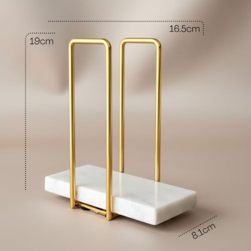 Image of MASON HOME Imperial Napkin Holder White & Gold - 1pc - L 25.4 inch x B 17.8 inch x H 7.6 inch | Bathroom - Kitchen - Bedroom - Washbasin | Towel - Kitchen Roll - Paper Towel | Home Decor | Organizer | Stand