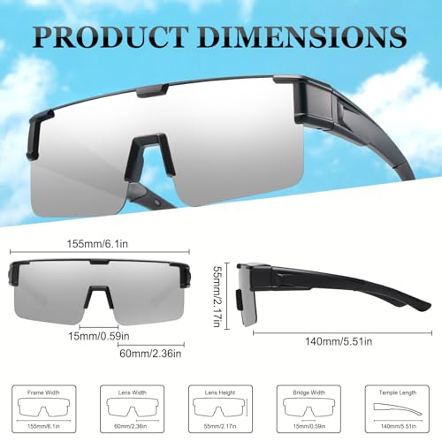 Image of HAOLOTA Fit Over Glasses Sunglasses for Men, Wrap Around Sunglasses for Driving Cycling Outdoors UV Protection