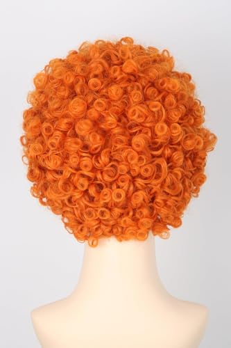 Perruque afro courte bouclée orange pour filles idéale pour Halloween