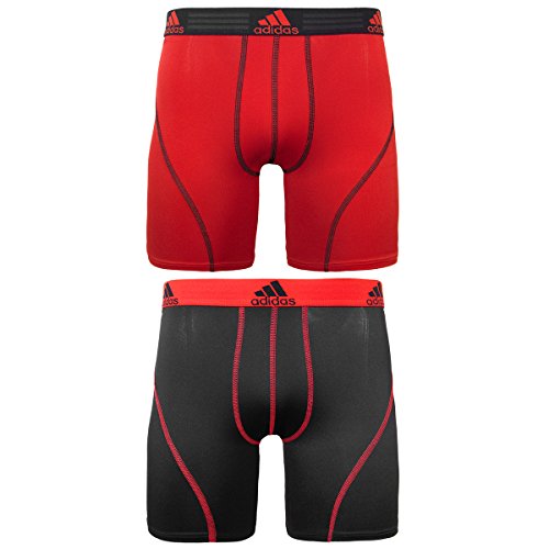 adidas Men's Sport Performance Climacool 9-Inch Midway Underwear (2-Pack), Black/Red, Small