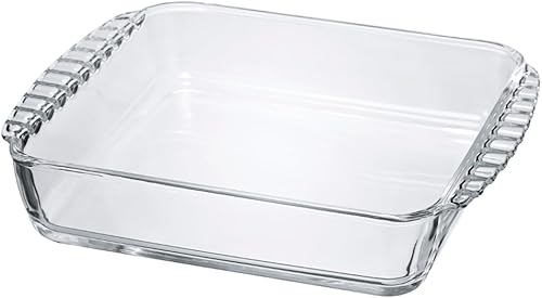 HARIO HKOZ-200-BK Heat Resistant Glass Square Plate, 78.6 fl oz (2000 ml), Baking, Made in Japan, Clear