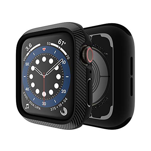 Techump Slim Carbon Fiber Pattern Design Matte Finish Tpu Case Impactio Compatible With Apple Watch Series 6/Se/5/4 44Mm, Ultra-Thin Protective Cover Bumper Compatible With Iwatch 6/Se/5/4 – Black #TOP18