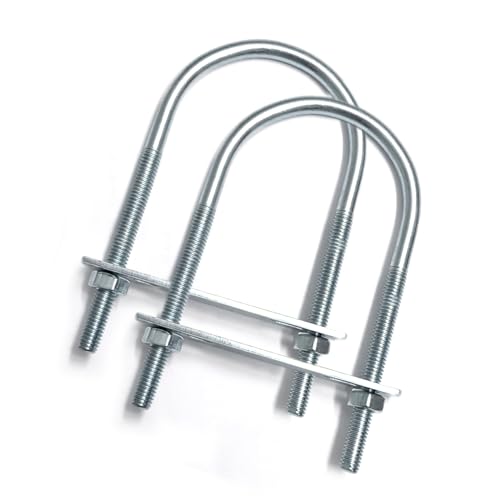 Image of 2 Sets M8 U-Bolt, 3 inch Wide U Bolt with Washers and Nuts, Heavy Duty Galvanized Carbon Steel Round U Bolts for Trailers, Boats, Replacement Parts and Accessories for Ski Boat, Fishing Boat