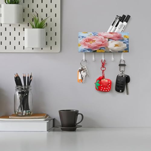 Llavero de pared estético para el pasillo con organizador de cartas autoadhesivo 6
