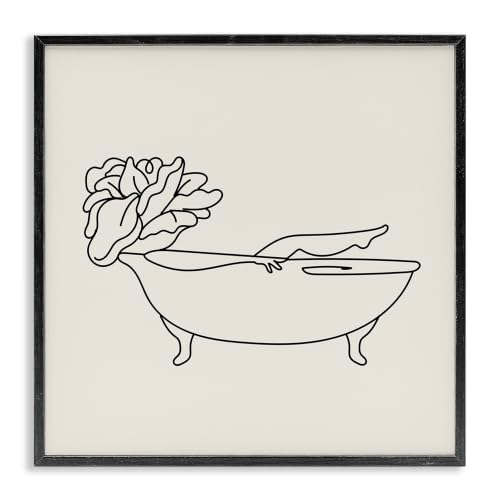 Floral Bathing Line Doodle, 17 x 17 Inch Framed Giclée Print