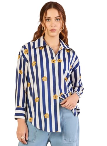 Image of Leriya Fashion Tops for Woman | Casual Top for Women Stylish Western Outfit | Collared Button Shirt for Women Oversized | Girls Professional Shirt for Office and Daily Outfit