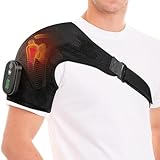 YUANBO Cordless Heated Shoulder Massager Wrap - 3 Heat & Vibration Modes, Support for All Genders, Portable Shoulder Relaxation, Black