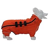 Dogs Waterproof Jacket, Lightweight Waterproof Jacket Reflective Safety Dog Raincoat Windproof Snow-Proof Dog Vest for Corgis Dachshund Small Medium Large Dogs Orange D-L
