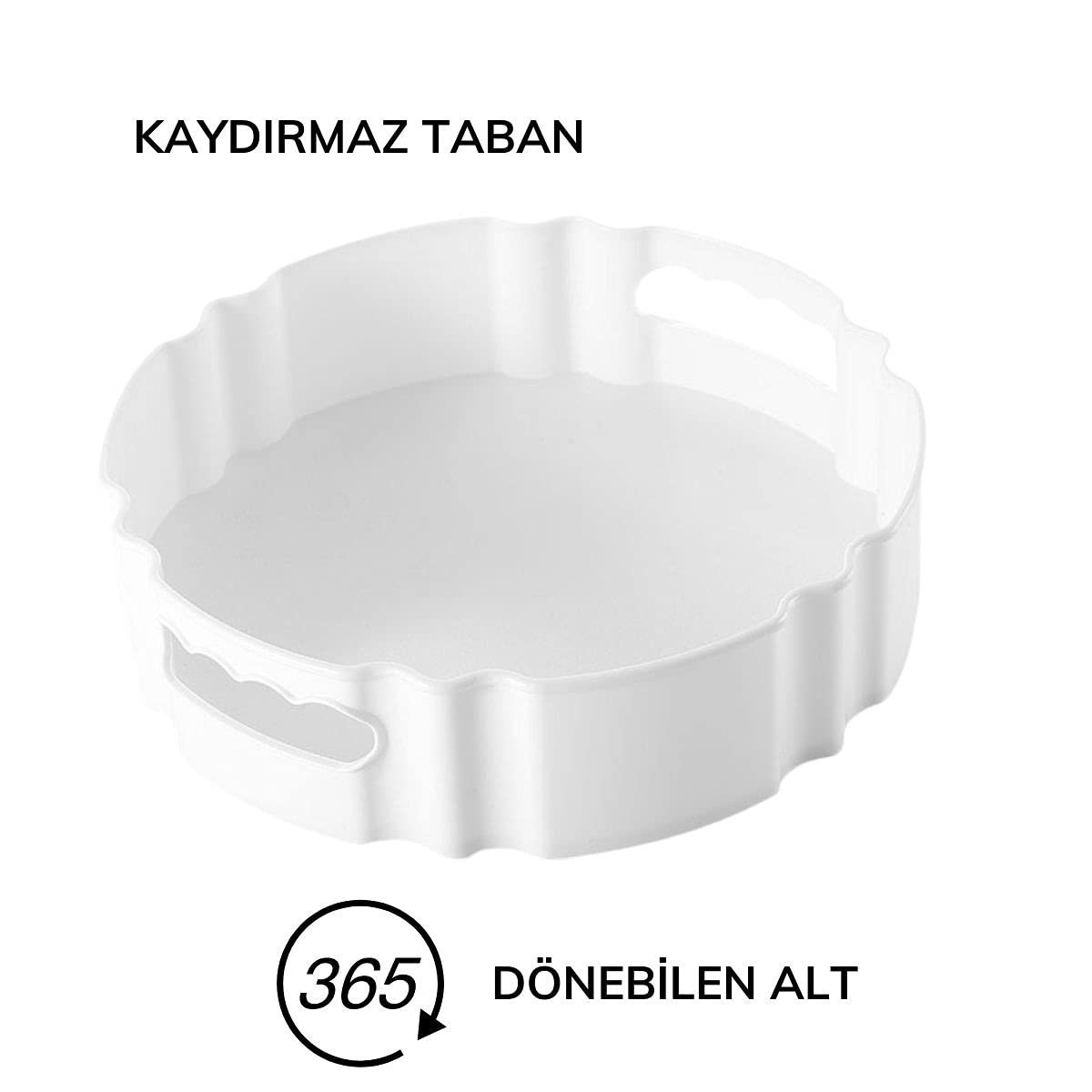 Buffer 360 Derece Dönebilen Mekanizmalı Yuvarlak Tepsi Formlu Sunum ve Servis Organizer Tablası