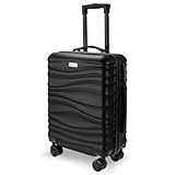 AVIO Wave Cabin Suitcase 55x40x20cm – Lightweight Hard Shell Cabin Luggage with 4 Double Spinner Wheels, Telescopic Handle & Organised Interior – Small Cabin Size Carry On Travel Suitcase